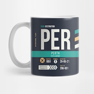 Perth (PER) Airport Code Baggage Tag Mug